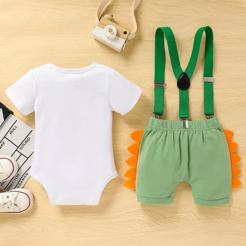 Miniatura 3 de Conjunto de ropa de manga corta con tirantes ajustables en Y para bebé, para el primer cumpleaños