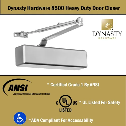 Miniatura 6 de Dynasty Hardware Cierrapuertas, Cierrapuertas Hidráulico Comercial de Servicio Pesado Grado 1, Cierre Automático, Tamaño de Resorte Ajustable 1-6