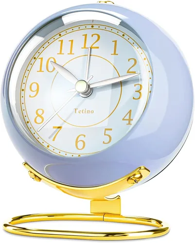 Miniatura 8 de Tetino Relojes despertadores analógicos, retroiluminación retro, bonito diseño simple, pequeño reloj de escritorio con luz nocturna, silencioso sin