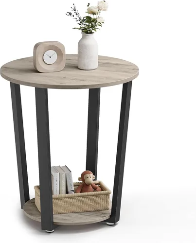 Miniatura 10 de VASAGLE Mesa auxiliar, mesa auxiliar pequeña de 2 niveles, mesita de noche con estante inferior para espacios pequeños, sala de estar, dormitorio
