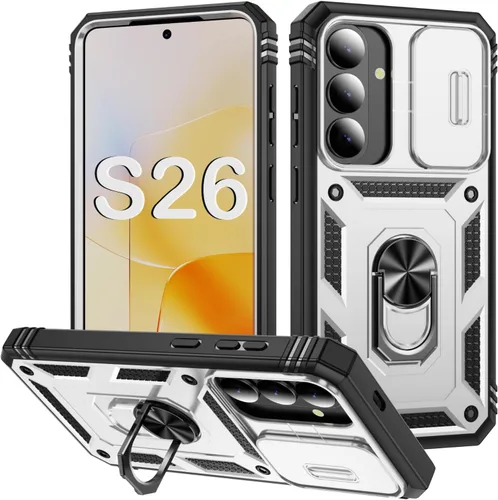 Miniatura 35 de PASNEW Funda para Samsung Galaxy S22 Ultra 5G, cubierta de cámara deslizante y soporte de dedo de metal giratorio de 360°, militar, resistente, a