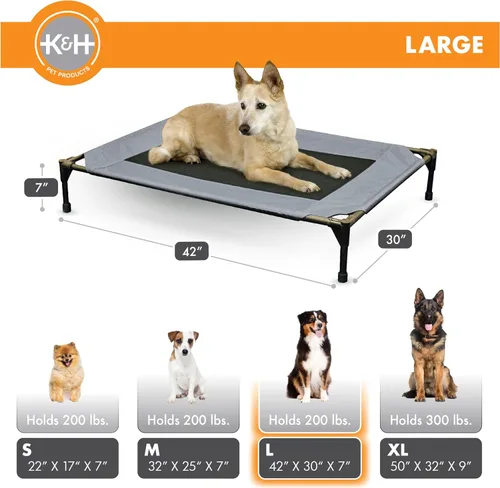 Miniatura 4 de K&H PET PRODUCTS - Cuna elevada para mascotas con centro de malla, varios tamaños Malla gris/negra
