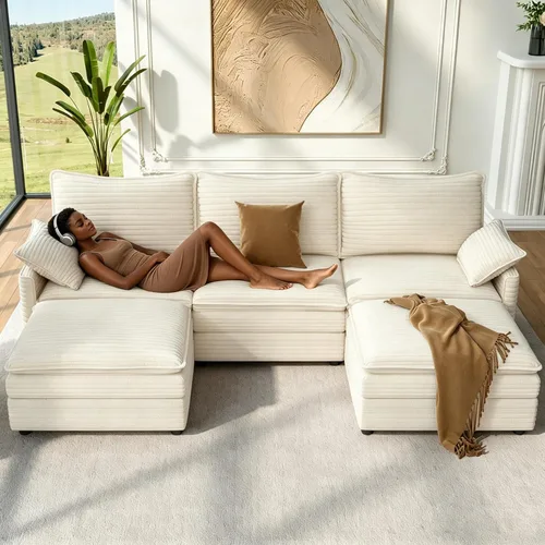 Miniatura 32 de Vesgantti Sofá de nube de 74 pulgadas para sala de estar, sofá modular de 2 plazas, sofá modular de pana de doble cojín, sofás pequeños de pana