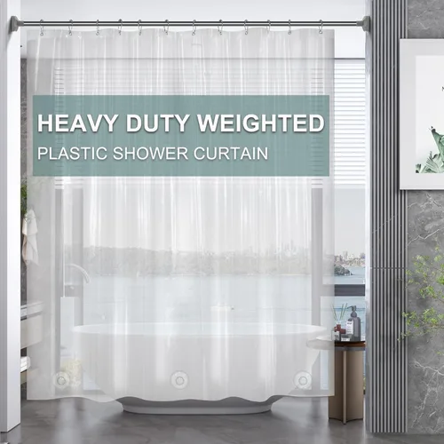 AmazerBath - Cortina de plástico transparente de acetato de vinilo polietileno (PEVA) prémium, 72x72 pulgadas, 8G, de alta resistencia, con 3