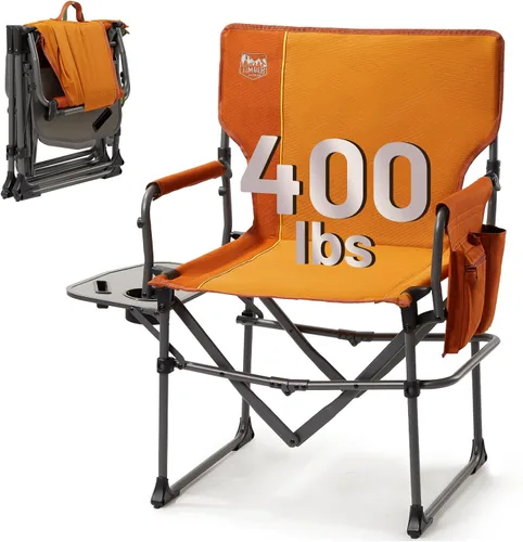 Miniatura 12 de Timber Ridge Silla de Director de Camping de Aluminio con Bolsillo de Mesa Lateral, Silla Plegable Portátil, Silla de Jardín Resistente para Viaje