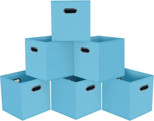 Miniatura 31 de Cubos de Almacenamiento Plegables Negros, Cajas de Almacenamiento de Tela, Organizadores de Cubos con Asas Duales para Organizador del Hogar, Juego