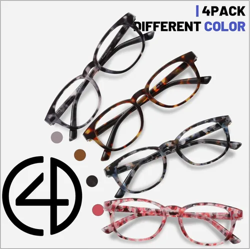 Miniatura 4 de Przene Gafas de lectura para hombres y mujeres, con bloqueo de luz azul, bisagras de resorte, paquete de estilo ligero Gris Demi/Marrón/Azul/Rojo