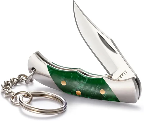 Miniatura 10 de Cuchillo de bolsillo pequeño, cuchillo de bolsillo EDC, acero inoxidable D2 y mango de madera, cuchillo pequeño, longitud de la hoja 1.5 pulgadas