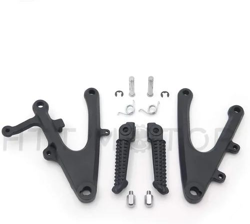 Miniatura 9 de MT390-005-BK - Soporte de clavijas de pie de pasajero trasero negro plateado compatible con Yzf R1 2004-2008