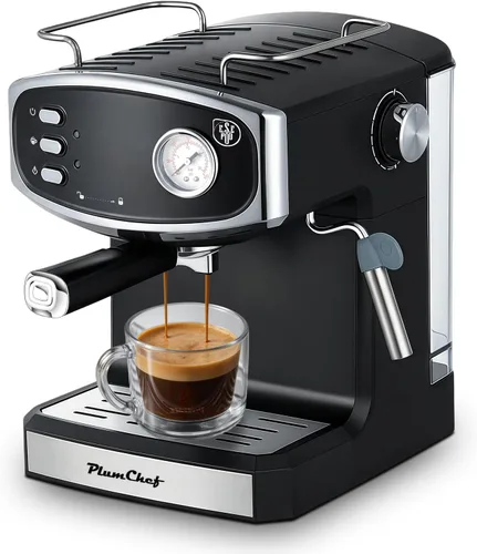 Miniatura 10 de Plum chef Máquina de café espresso profesional de 20 bar con espumador de leche, doble disparo, compatible con cápsulas ESE, tanque de agua