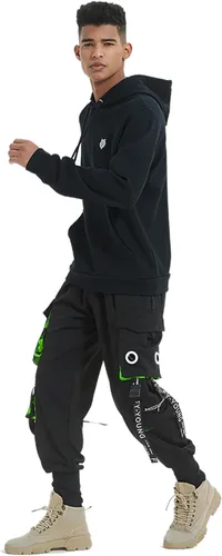 Miniatura 2 de Hello MrLin Pantalones deportivos para hombre, estilo punk, cargo, holgados, para hip hop, pantalones de harén, pantalones tácticos para atletismo
