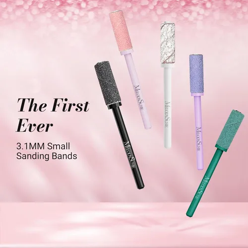 Miniatura 2 de MelodySusie 50 piezas de brocas para lima de uñas pequeñas con bandas de lijado de 3.1mm, lima de uñas de grano 80 para uñas acrílicas, manicura