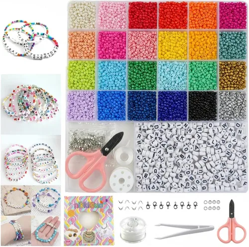 Miniatura 18 de HardyGuo - Cuentas de poni de 24 colores con letras para hacer pulseras de amistad, adecuadas para principiantes, como regalo