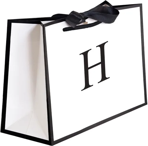 Miniatura 15 de QLSKO - Bolsa de regalo inicial con lazo de cinta, bolsa de papel horizontal personalizada, bolsa de regalo con monograma para cumpleaños