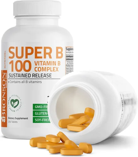 Miniatura 6 de Bronson Complejo de Vitamina B Super B 100 de Liberación Sostenida Contiene Todas las Vitaminas B (Vitamina B1, B2, B3, B6, B9 - Ácido Fólico, B12)