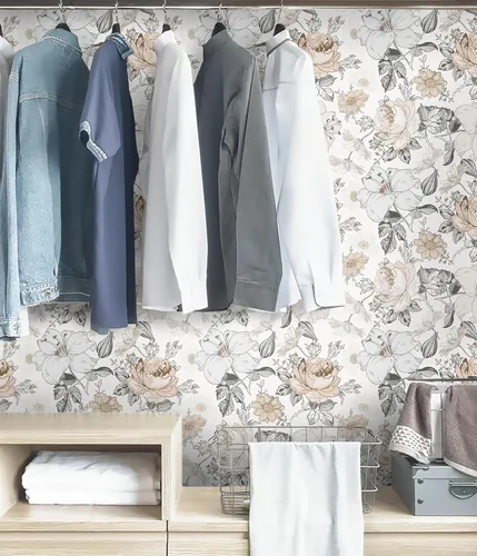Miniatura 7 de Hopepak Papel Tapiz Floral Despegar y Pegar para Dormitorio Estilo Moderno Granja Papel de Pared con Flores Autoadhesivo Removible Papel de Contacto
