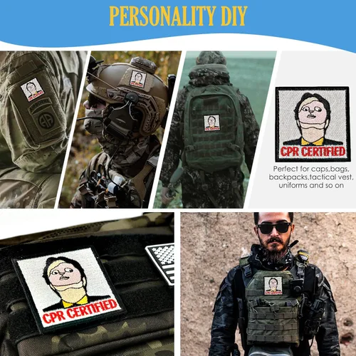Miniatura 3 de Parche certificado CPR, 1 parche bordado de moral con cierre de gancho, divertidos parches de memes para mochilas, chalecos, chaquetas, jeans