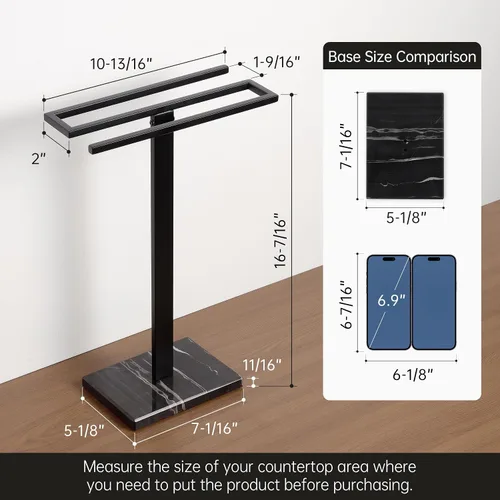 Miniatura 2 de KES Soporte para toallas de mano, toallero de encimera con base de mármol negro, soporte para toallas de mano en forma de S, independiente para Todo