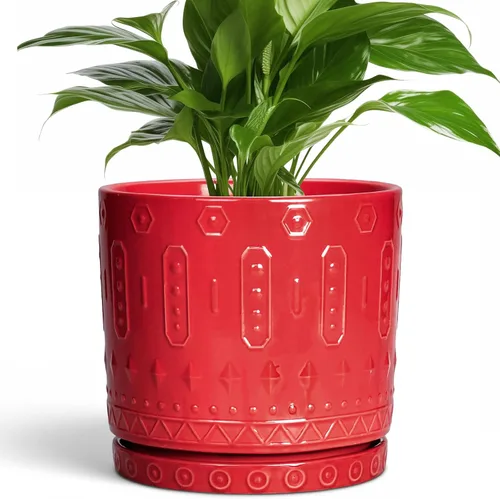 Miniatura 20 de Maceta de Cerámica Eightpot - Maceta de 20 cm para Interior con Agujeros de Drenaje y Platillo, Maceta Redonda para Exterior, Maceta Moderna de Azul