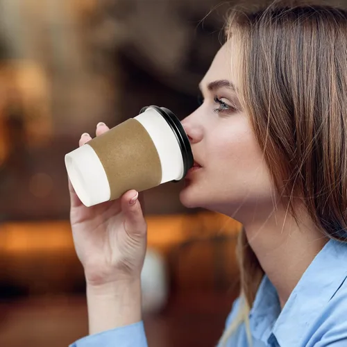 Miniatura 8 de Paquete de 200 fundas de café, fundas desechables para bebidas frías y calientes, funda fuerte para tazas de café de 10 a 24 onzas