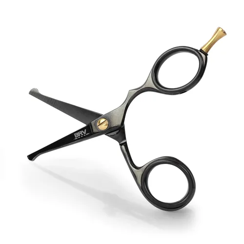 BRV MEN Tijeras pequeñas de punta redondeada para hombres de 4.2 pulgadas | Acero inoxidable de alto carbono | Pelo de nariz para hombres | Tijeras