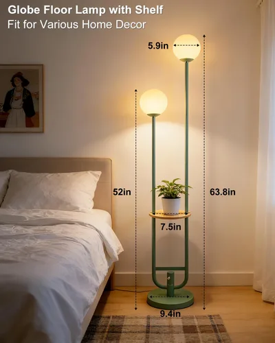 Miniatura 9 de Lightdot Lámpara de pie rosa regulable de 60 pulgadas, lámparas de pie de mediados de siglo con 3 bombillas G9 de 3000 K de color blanco cálido