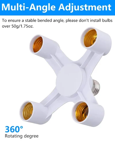 Miniatura 3 de Divisor de enchufe de bombilla, 4 en 1 E26/E27 adaptador de enchufe de bombilla múltiple, convertidor divisor de enchufe de luz para LED, bombillas