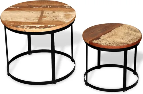 Miniatura 3 de Juego de mesa auxiliar de dos piezas de 2 piezas para sala de estar, mesa de centro y mesa auxiliar, mesas auxiliares simples, juego de 2 piezas