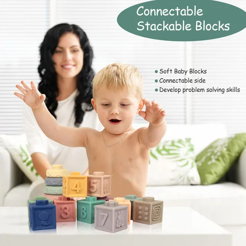 Miniatura 5 de 21 juguetes Montessori para bebés, juguetes de dentición para bebés meses, 6 meses o más, torre apilable de aprendizaje educativo temprano