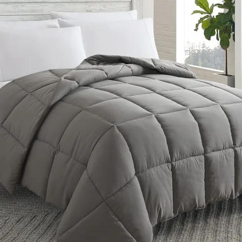 Miniatura 10 de Cosybay Edredón alternativo de plumón (rosa/gris claro, Queen) – Edredón de cama acolchado suave tamaño Queen para todas las estaciones – Inserto