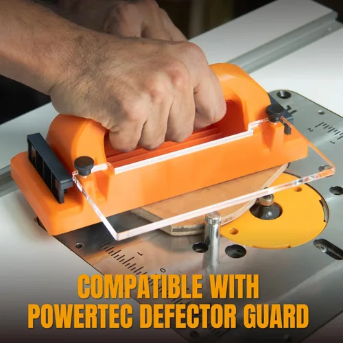 Miniatura 5 de POWERTEC Bloque de empuje con agarre con soporte retráctil, almohadilla antideslizante y mango desplazado para mejorar el control. Ideal