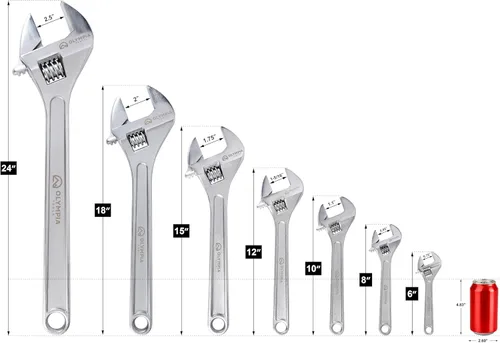 Miniatura 9 de Olympia Tools Llave ajustable de 18 pulgadas, acero forjado de alta resistencia, cromado, mandíbulas mecanizadas de precisión, resistente a