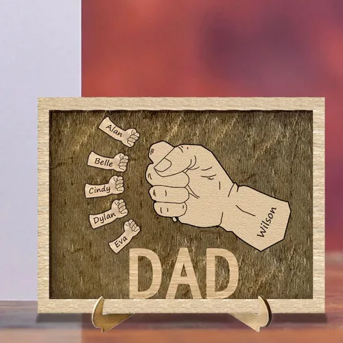 regalo del día del padre, regalo de papá personalizado, puño personalizado firma de la huella de mano, cumpleaños del abuelo. letrero de papá