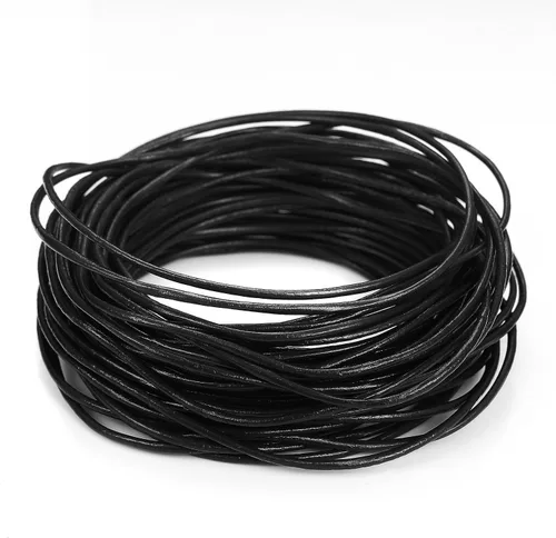 Miniatura 4 de Cordones de cuero redondos genuinos Beadnova de 0.05 a 0.19 in para el collar de la pulsera que rebordea la fabricación de la joyería, 01.blanco