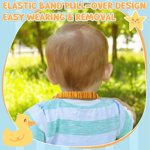 Miniatura 4 de Shyyween 8 Pack Muslin Bibs Elastic Band Adjustable Bandana Drool Bibs Double Gauze Cotton Pullover for Teething Drooling
