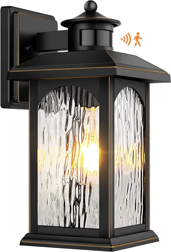 Miniatura 9 de Aplique de pared marrón con sensor de movimiento para exteriores, iluminación inteligente del atardecer al amanecer, luces de pared de bronce
