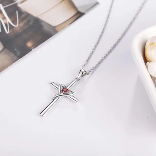 Miniatura 4 de AmorAime - Collar de cruz de plata de ley 925 para mujeres y hombres con circonita cúbica 5A para adolescentes y niñas, regalos para Navidad