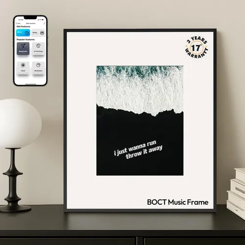 BOCT - Altavoz inteligente con marco de música, con pantalla de letras, altavoz de caja de alta fidelidad, regalo creativo para el hogar, más de