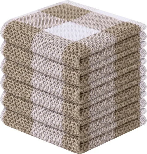 Miniatura 36 de Homaxy Paños de cocina 100% algodón, tejido gofre a cuadros, 12 x 12 pulgadas, toallas para platos súper suaves y absorbentes, de secado rápido