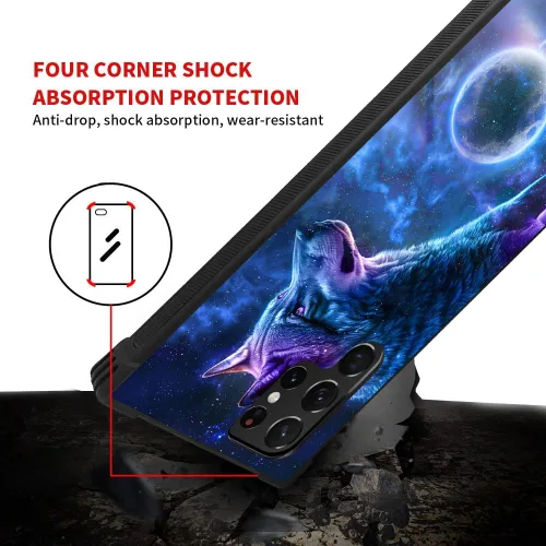 Miniatura 564 de CARLOCA Funda compatible con Samsung Galaxy S22 Ultra, diseño gráfico de Star Howling Wolfs Samsung Galaxy S22 Ultra, diseño gráfico, a prueba