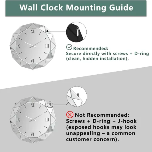 Miniatura 5 de SHYFOY Reloj de pared decorativo, reloj grande de 24 pulgadas con espejo para pared, reloj moderno de plata con movimiento silencioso, relojes