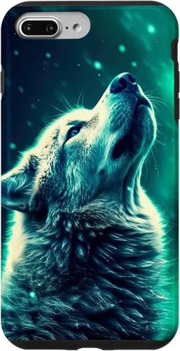Miniatura 12 de Howling Wolf in Night Green Northern Lights Wolves Dog Lover Case for iPhone 16