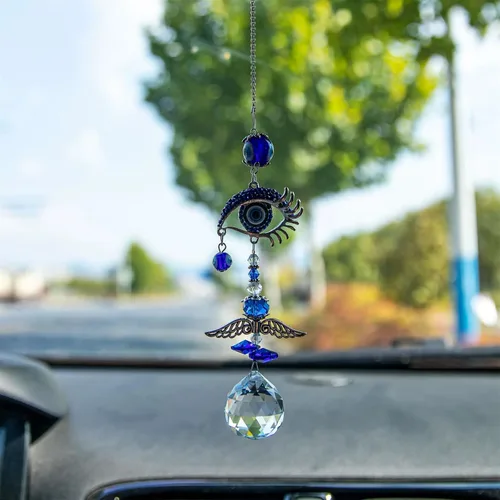 Miniatura 6 de Atrapasoles de ángel azul para decoración de mal de ojo, dije de mal de ojo colgante para ventana de coche, regalo de Navidad, decoración del hogar