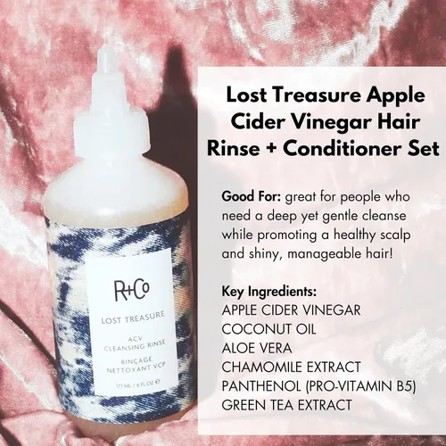 Miniatura 2 de R+Co Lost Treasure - Juego de enjuague capilar con vinagre de sidra de manzana y acondicionador, tratamiento capilar que aumenta el brillo para un