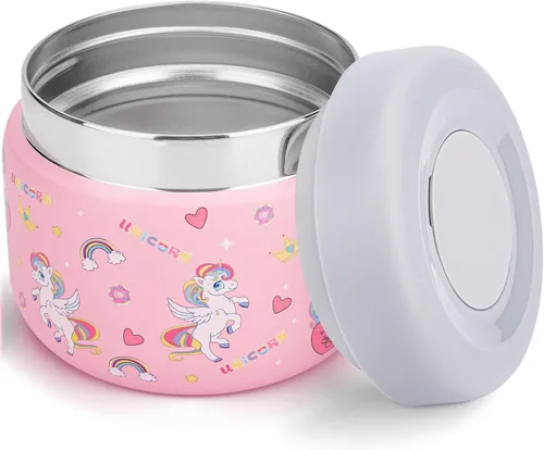 Miniatura 9 de Charcy Tarro de comida aislado de acero inoxidable para niños, termo de sopa de boca ancha a prueba de fugas, juego de recipientes para 8 horas