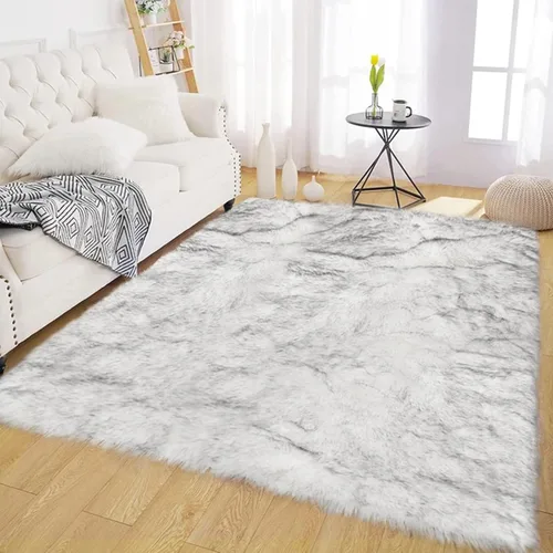 Miniatura 61 de Latepis - Tapete rectangular de piel sintética tipo lana de oveja suave, esponjosa y lavable para sala de estar, dormitorio, sala de juegos o Blanco