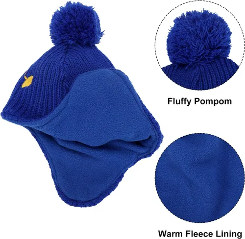 Miniatura 5 de LUCKYBUNNY Gorro de esquí con diseño de excavadora para niños y niños, con forro polar para invierno, gorro de punto para clima frío