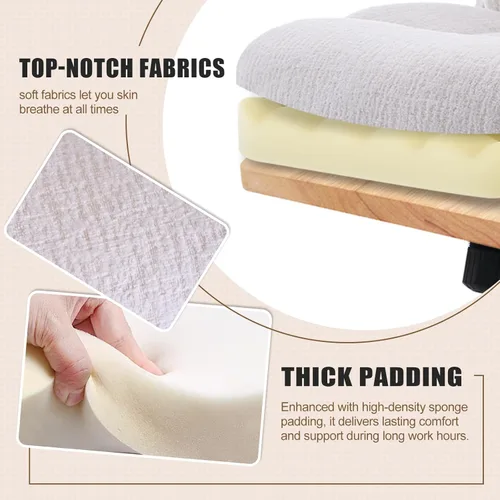 Miniatura 5 de Comfy - Silla de computadora ergonómica de tela de tela, silla de oficina ejecutiva con reposabrazos abatibles, soporte lumbar, giro de 360° y Blanco