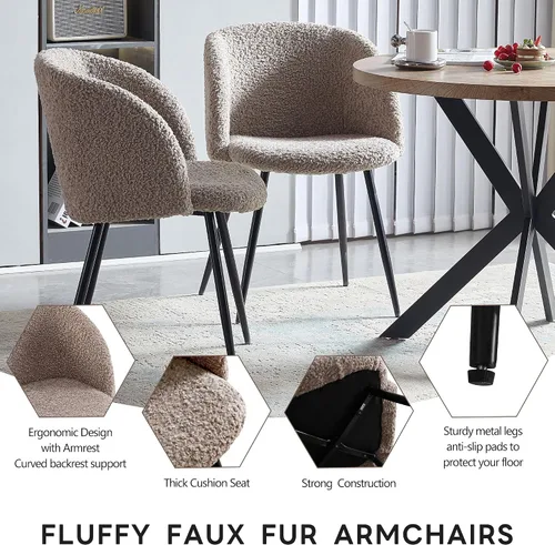 Miniatura 5 de Homedot Juego de 2 sillas de comedor tapizadas de barril negro, modernas sillas de cocina de mediados de siglo, cómodas con asiento acolchado