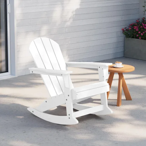 Miniatura 194 de WestinTrends Silla mecedora Malibu de poliéster para exterior/patio Adirondack, Negra